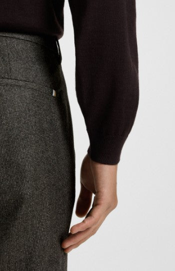 Hugo Boss Micro-Patterned Slim-Fit Trouser - Dark Brown