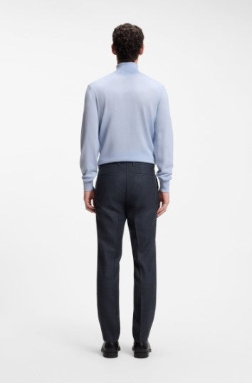 Hugo Boss Genius Slim-fit patterned pants in Italian virgin wool - Dark Blue