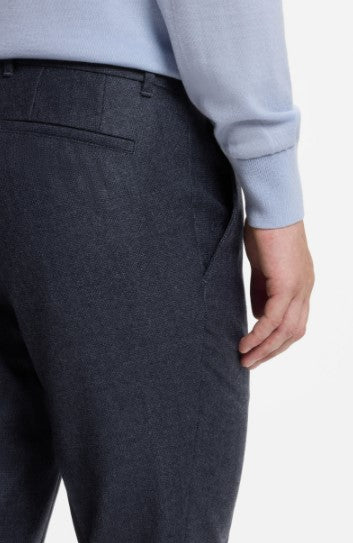 Hugo Boss Genius Slim-fit patterned pants in Italian virgin wool - Dark Blue
