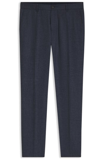 Hugo Boss Genius Slim-fit patterned pants in Italian virgin wool - Dark Blue