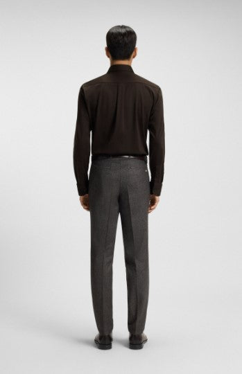 Hugo Boss Slim-fit shirt in Brown Mercerised Cotton