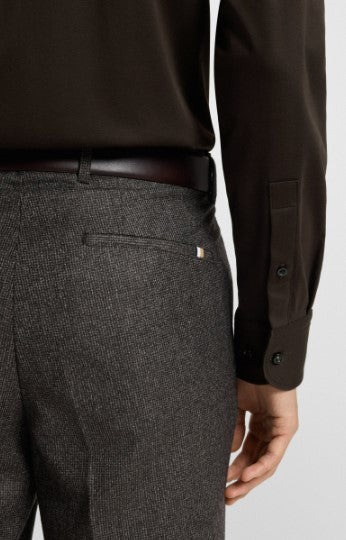 Hugo Boss Slim-fit shirt in Brown Mercerised Cotton