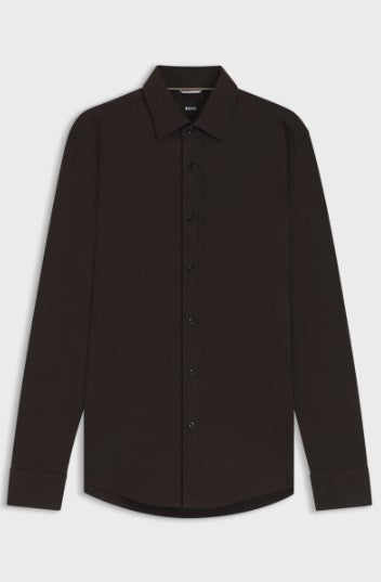 Hugo Boss Slim-fit shirt in Brown Mercerised Cotton