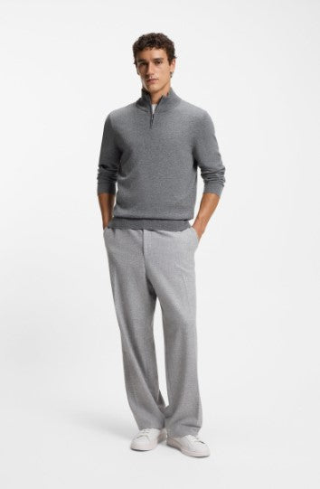 Hugo Boss Hemarlo Wool-cashmere sweater with zip neck - Grey