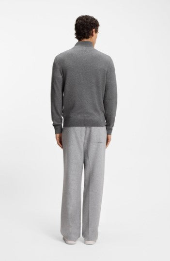 Hugo Boss Hemarlo Wool-cashmere sweater with zip neck - Grey