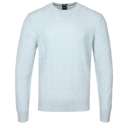 Hugo Boss Hetico Cable-knit sweater in wool and cashmere - Blue