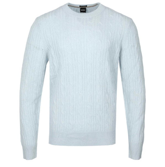 Hugo Boss Hetico Cable-knit sweater in wool and cashmere - Blue
