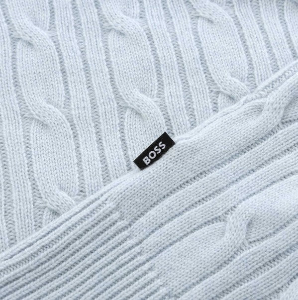 Hugo Boss Hetico Cable-knit sweater in wool and cashmere - Blue