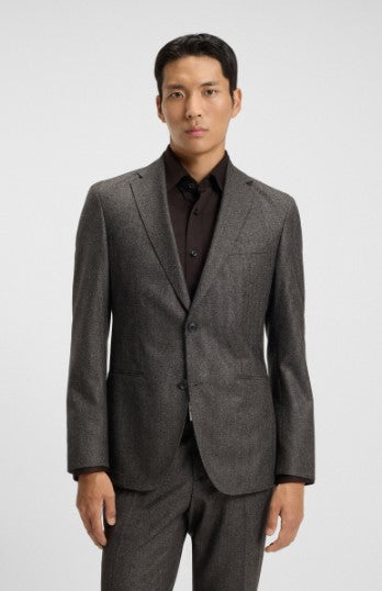 Hugo Boss Slim-Fit Blazer in Micro-Pattern - Dark Brown