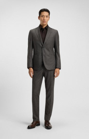 Hugo Boss Slim-Fit Blazer in Micro-Pattern - Dark Brown