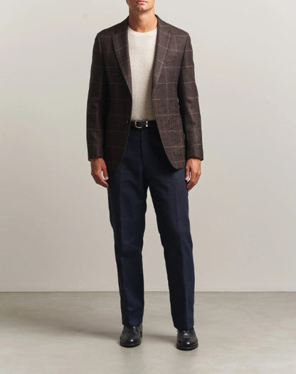 Hugo Boss Hutson Checked Wool Blazer - Dark Brown