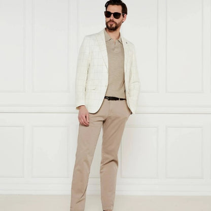 Hugo Boss Slim-fit Windowpane Jacket - Cream