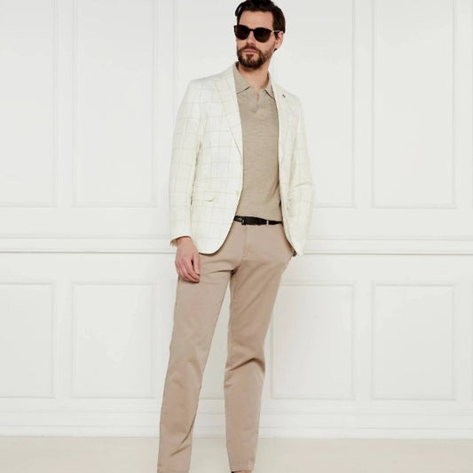 Hugo Boss Slim-fit Windowpane Jacket - Cream