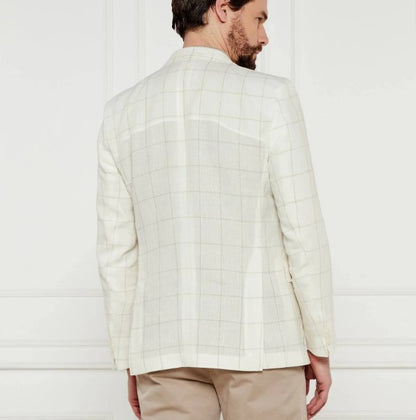 Hugo Boss Slim-fit Windowpane Jacket - Cream