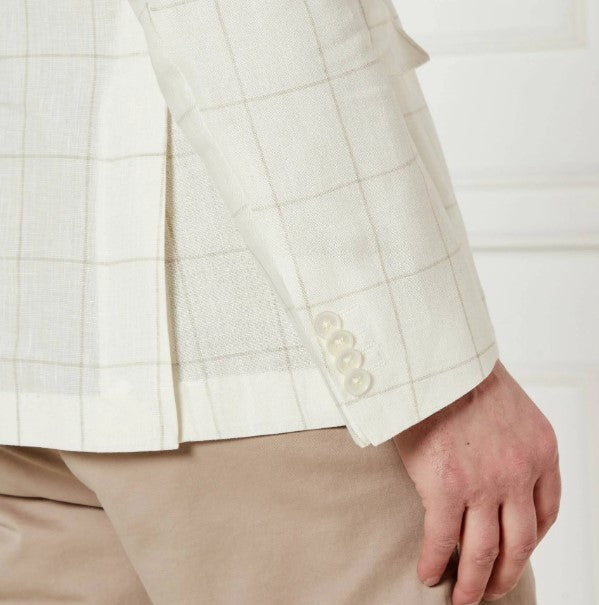 Hugo Boss Slim-fit Windowpane Jacket - Cream