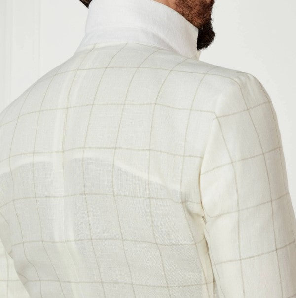 Hugo Boss Slim-fit Windowpane Jacket - Cream