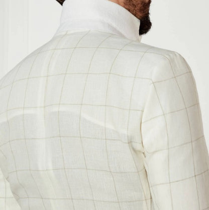 Hugo Boss Slim-fit Windowpane Jacket - Cream