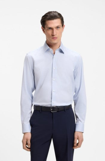 Hugo Boss Regular-Fit Shirt in Stretch-Cotton Dobby - Light Blue