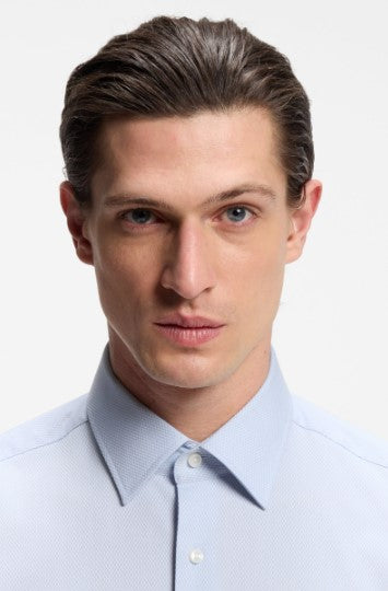Hugo Boss Regular-Fit Shirt in Stretch-Cotton Dobby - Light Blue