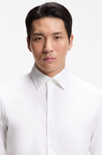Hugo Boss Regular-Fit Shirt in Stretch-Cotton Dobby - White