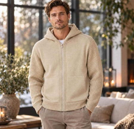 Hugo Boss Karezone Hooded Cardigan - Light Beige