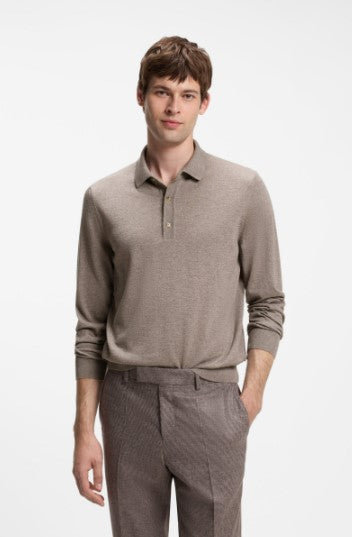Hugo Boss Lancione Sweater Polo - Light Brown