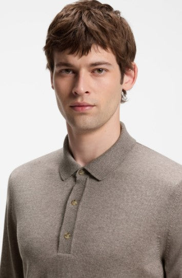 Hugo Boss Lancione Sweater Polo - Light Brown