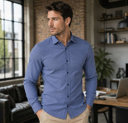 Hugo Boss Mysoft Printed Pattern Shirt - Blue