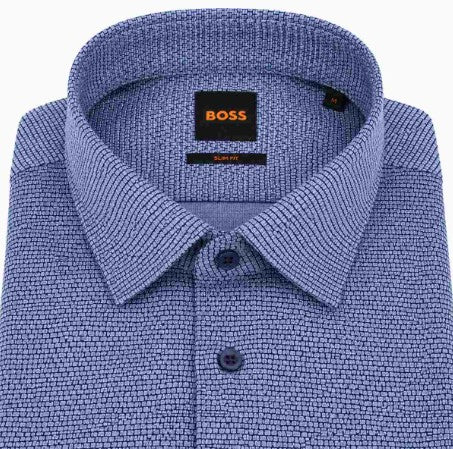 Hugo Boss Mysoft Printed Pattern Shirt - Blue
