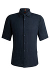 Hugo Boss Rash S/S Linen Shirt in Dark Navy