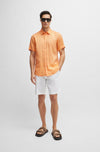 Hugo Boss Rash S/S Linen Shirt in Orange