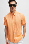 Hugo Boss Rash S/S Linen Shirt in Orange