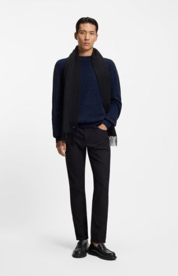 Hugo Boss Naster Double-faced wool scarf - Black