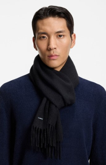 Hugo Boss Naster Double-faced wool scarf - Black