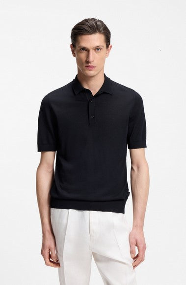 Hugo Boss Nolano Knit polo in virgin wool - Navy