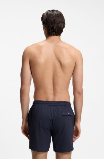 Hugo Boss Stretch Seersucker Swim Shorts - Dark Blue