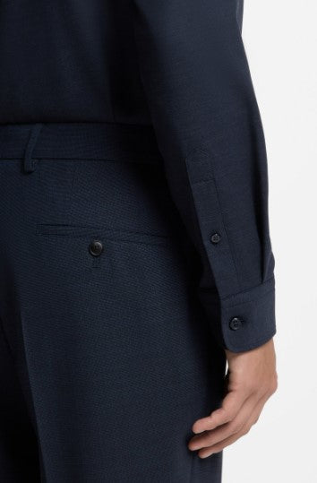Hugo Boss Roan Slim-fit shirt in stretch melange cotton - Navy