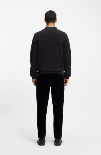 Hugo Zip-neck knit polo in interlock cotton