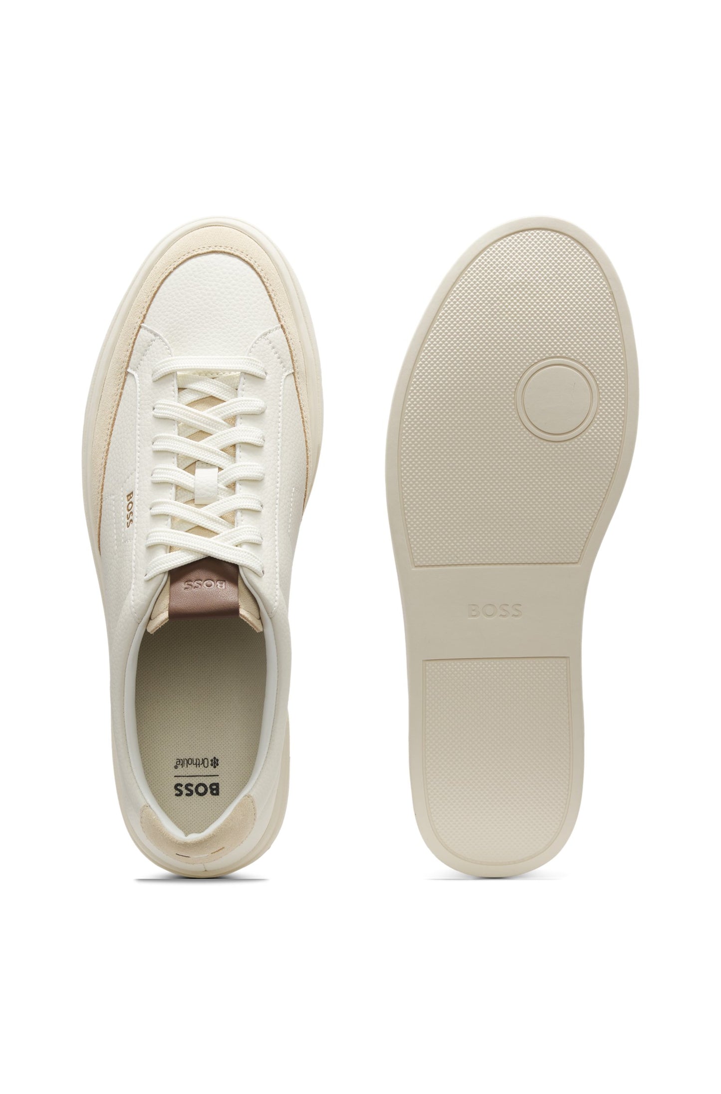 Hugo Boss Leather sneakers with suede trims - White