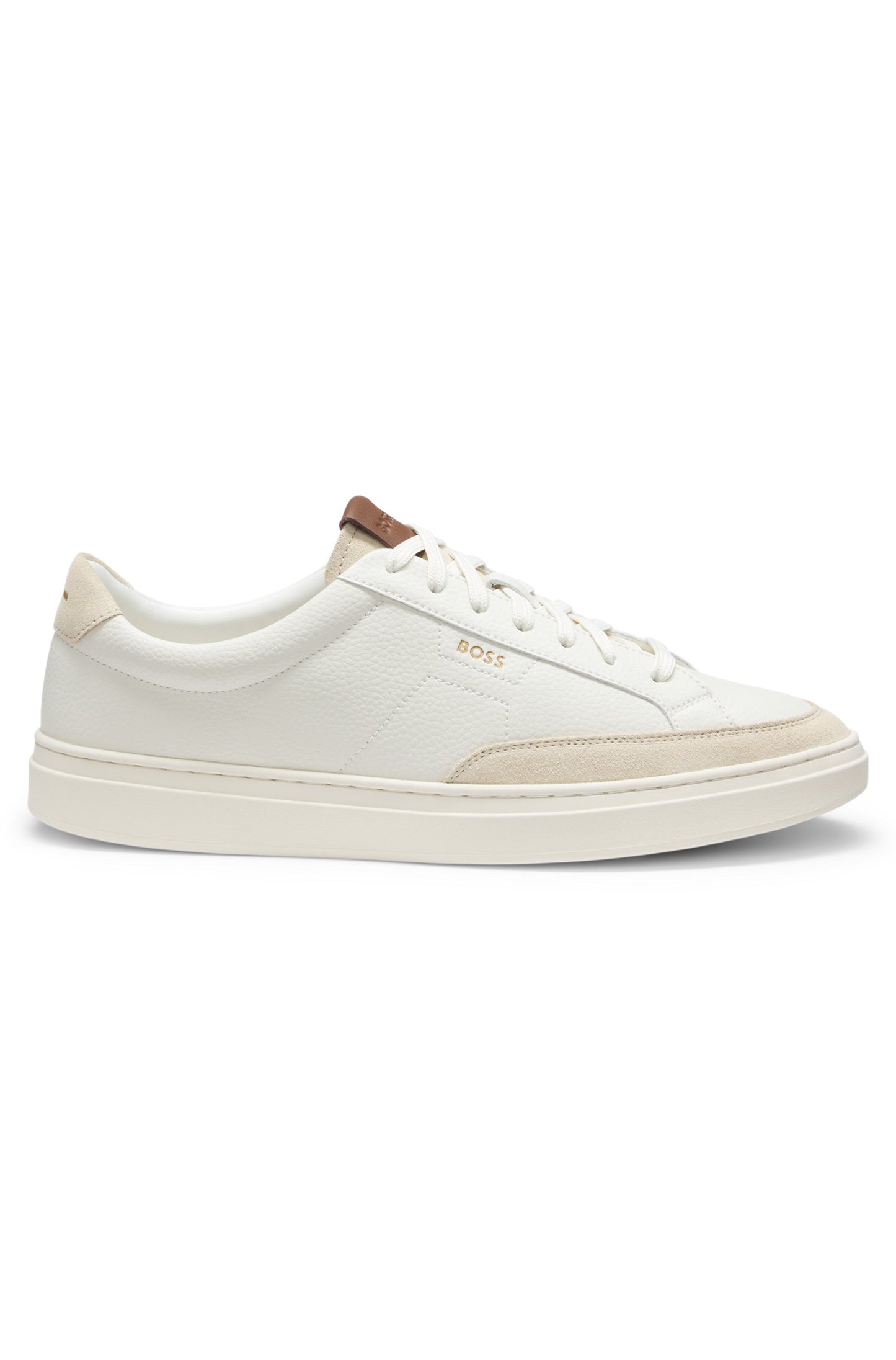 Hugo Boss Leather sneakers with suede trims - White