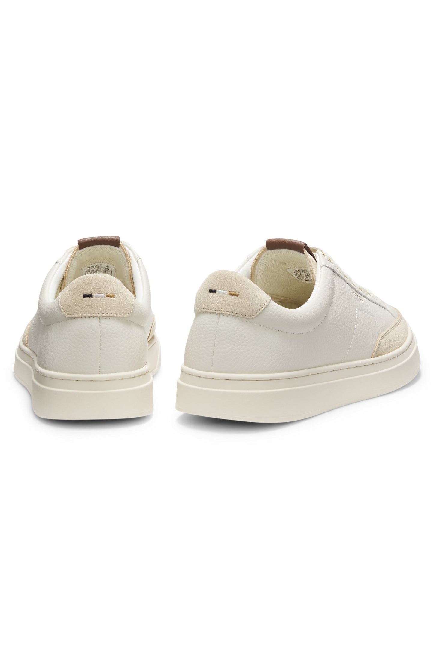 Hugo Boss Leather sneakers with suede trims - White