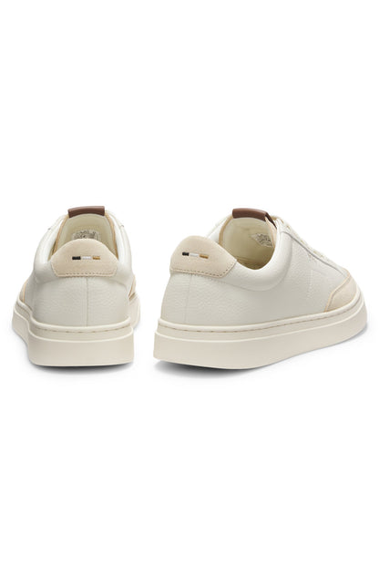 Hugo Boss Leather sneakers with suede trims - White