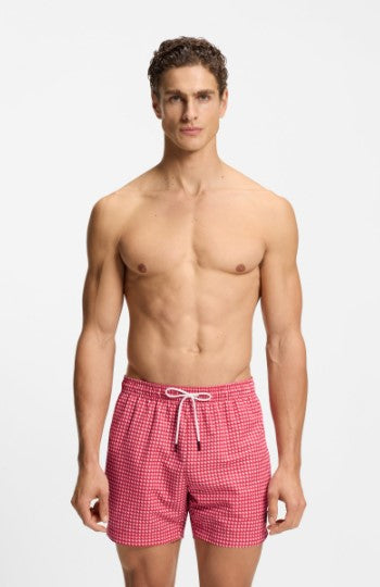 Hugo Boss Vibe Printed Swim Shorts - Dark Red