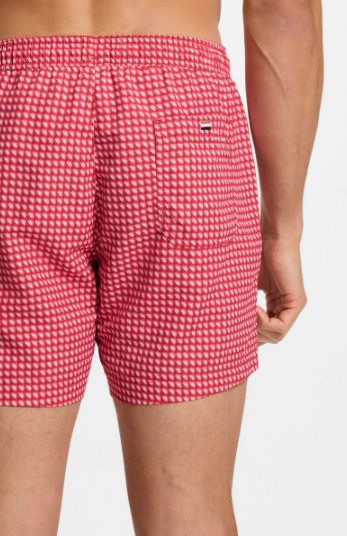 Hugo Boss Vibe Printed Swim Shorts - Dark Red