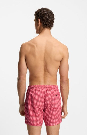 Hugo Boss Vibe Printed Swim Shorts - Dark Red