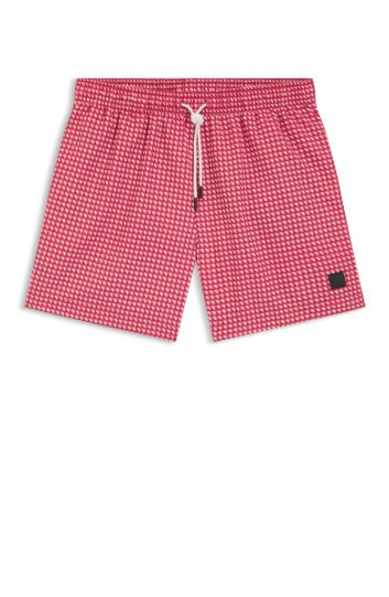 Hugo Boss Vibe Printed Swim Shorts - Dark Red