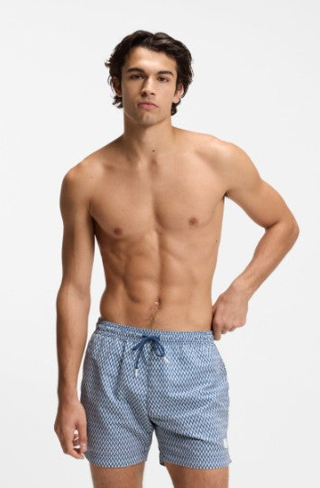 Hugo Boss Vibe Printed Swim Shorts - Light Blue