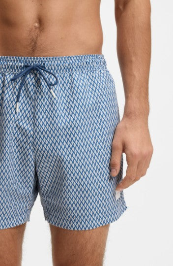 Hugo Boss Vibe Printed Swim Shorts - Light Blue