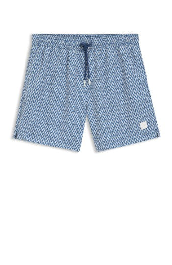 Hugo Boss Vibe Printed Swim Shorts - Light Blue