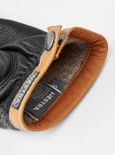 Hestra Deerskin Wool Tricot Gloves - Charcoal & Black